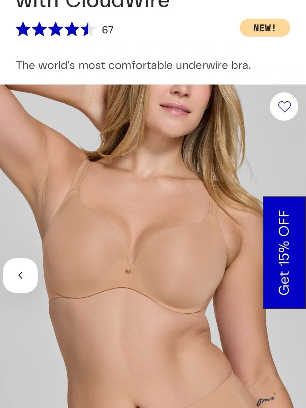Honeylove CloudEmbrace Bra with CloudWire 38D in Sand